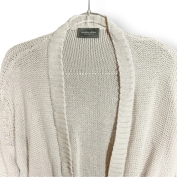 Wooden Ships Cropped Open Cardigan Sweater Sz S Neutral Beige Minimalist - Picture 2 of 12